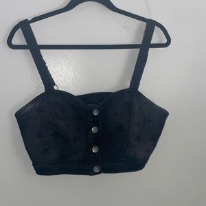 Black cropped top with stars size medium
